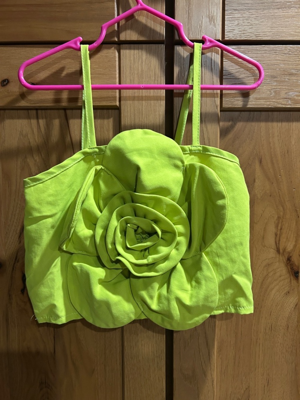 Bright Lime Green Floral Crop Top